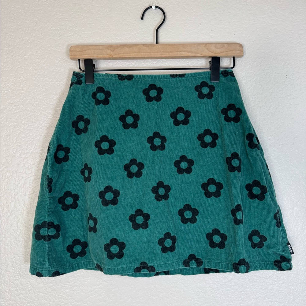 Afends Green Flowers Corduroy Mini Skirt US 10 AU 14 - Picture 3 of 9